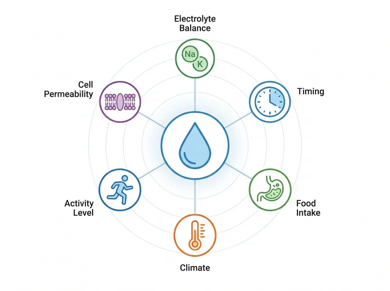Infographic showing factors that affect water absorption and cellular hydration beyond water quality