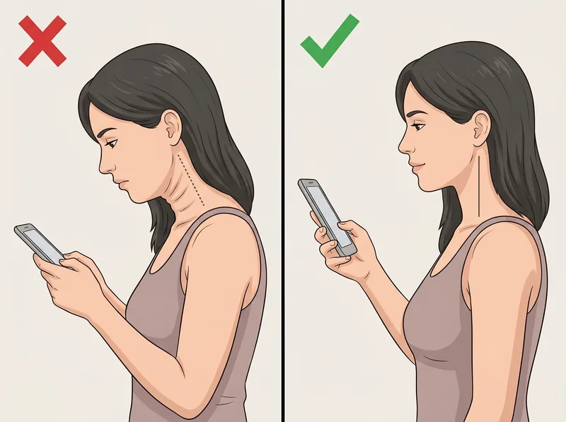 Comparison of correct versus incorrect phone posture to prevent tech neck lines