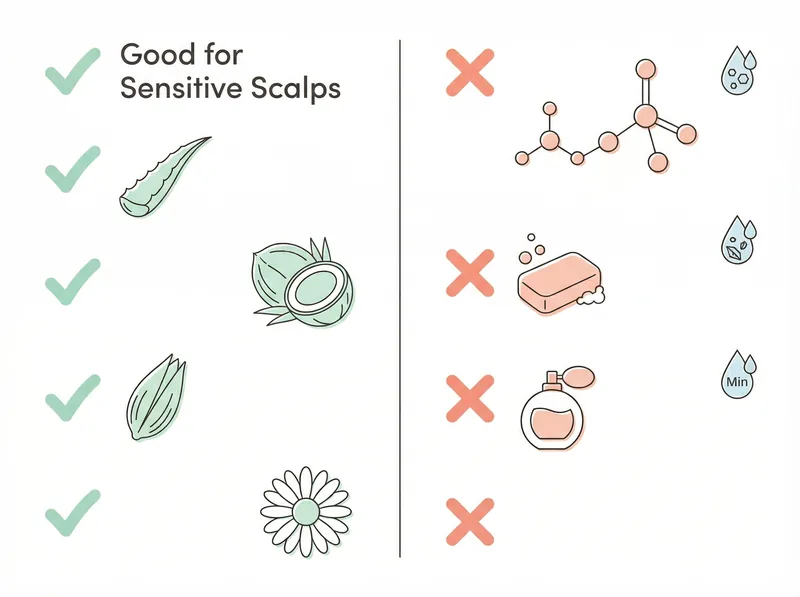 Visual checklist of beneficial and harmful ingredients in toddler shampoos for hard water areas